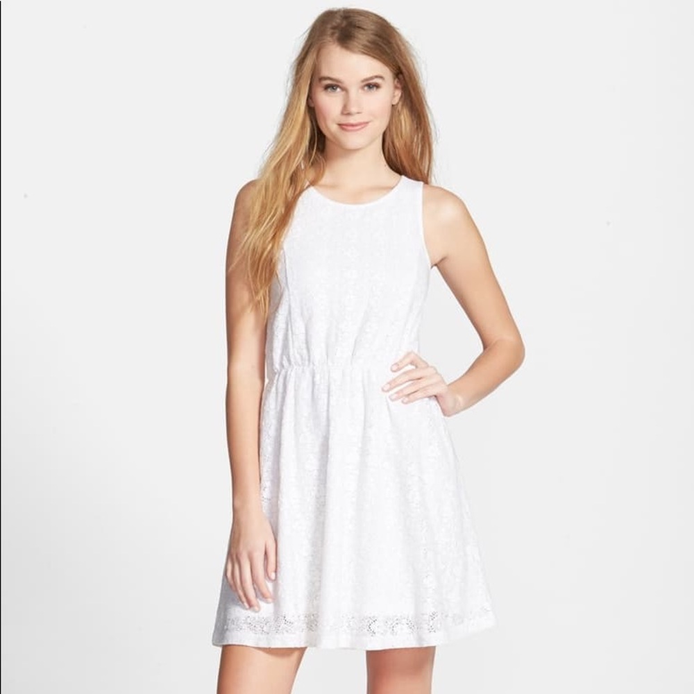 NORDSTROM lace skater style dress white